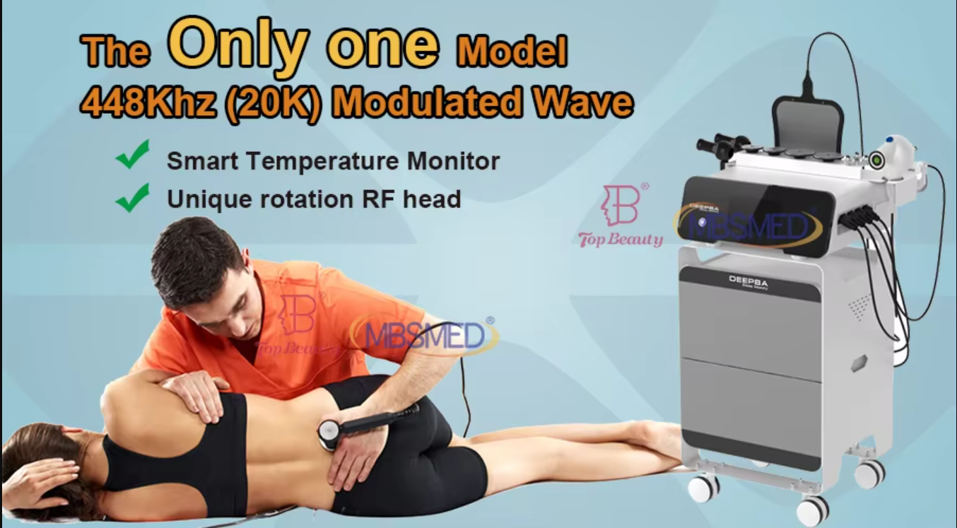 448khz Tecar Indiba Physiotherapie cet ret rf Therapie Schmerzlinderung Rotation Rollermaschine