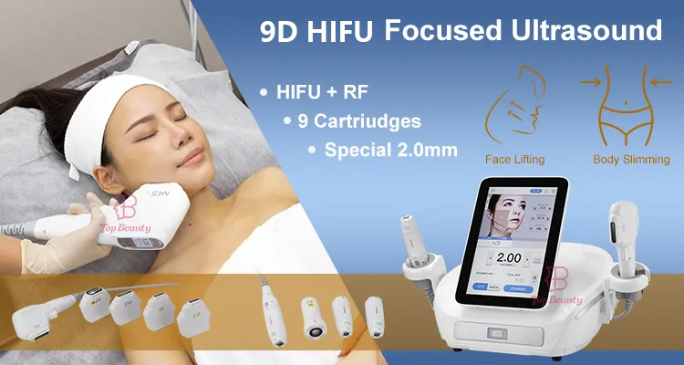 Neue HIFU-RF-Technologie Ultraschall-Rf-10-Kartuschen-Forming-Schönheitsgerät für Hautstraffung und bestes Faltenentfernungsgerät